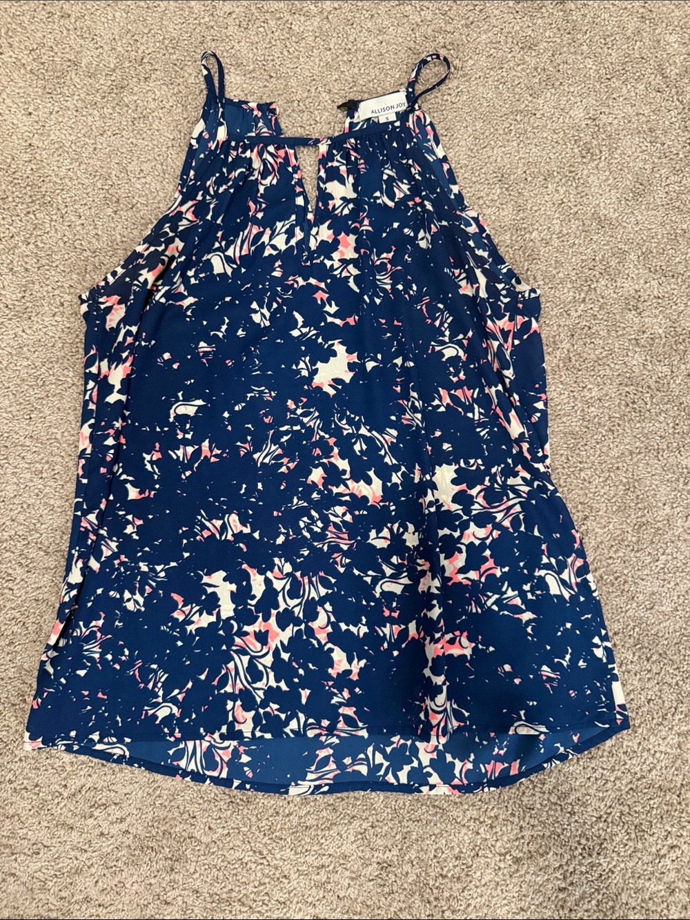 Allison Joy Navy Floral Halter Cami with Cream and Pink Accents